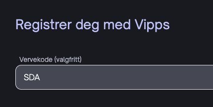 Skjermbilde av Firi-registrering med vervekode SDA i kodefeltet
